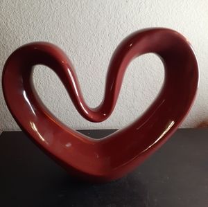 EXQUISITE Zsolnay Pecs Hungary 9" Red Ceramic Heart Sculpture.